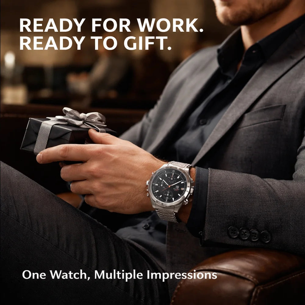 BENYAR Top Luxury Brand Men's Business Leisure Watch Mesh Band Quartz Timing Men's Watch 30 Meter Waterproof
