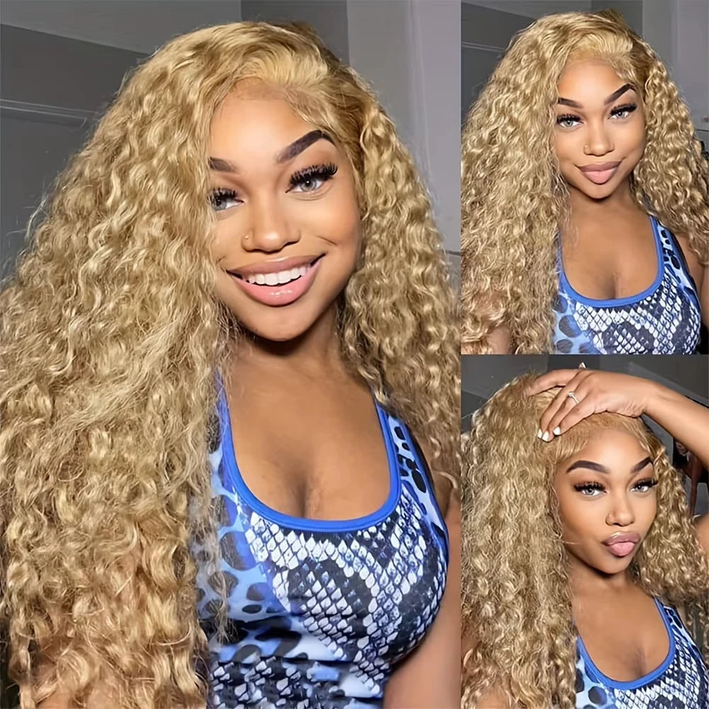 SoGreat 27 Honey Blonde Wig Human Hair 13x6 Curly Wigs Deep Wave Lace Front Wig 13x4 Water Wave Human Hair Wig Colored Brazilian