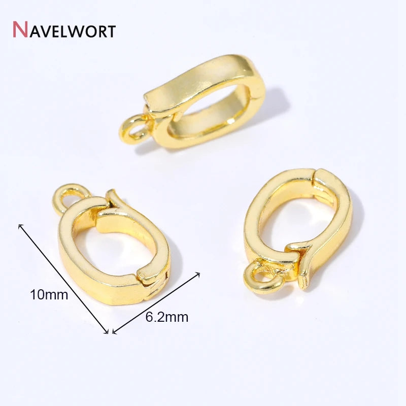 14K/18K Gold Plated Brass Metal Hinged Necklace Enhancer For Necklace Making Accessories Pendant Bail Clasps Jewelry Materials