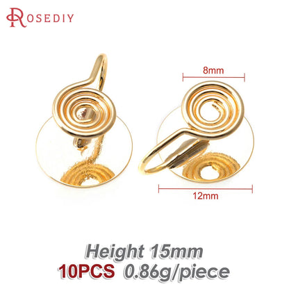 10PCS 4MM~14MM 18K Gold Color Brass with Trays Bezels Settings Earrings Clips High Quality Diy Women's Earrings Jewelry Making