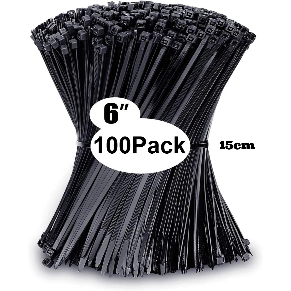Zip Ties Assorted Sizes(4”+6”+8”+12”), 100/400 Pack Black Cable Ties UV Resistant Wire Ties