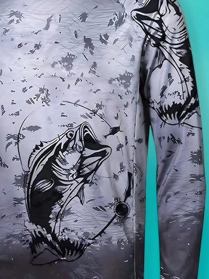 2026 Summer New Style Men's Long-Sleeved Shirt with 3D Fishing Pattern Print for Sporty and Casual Wear Comfortable and Soft