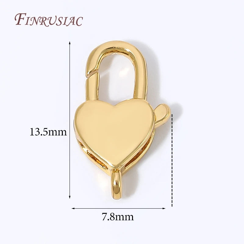 18K Gold Plated Mini Heart Spring Clasp,Lobster Clasp DIY Jewelry Making Findings Necklace Bracelet Connector Hook Accessories