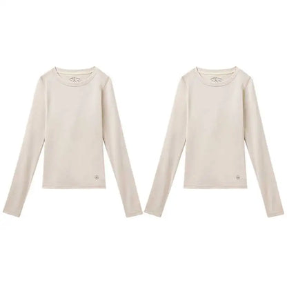 Maden Women’s Thermal Top Crew Knit Long Sleeve Underwear Shirt Slim Fit Inner Wear Warm T-shirt Autumn Spring Female Inner
