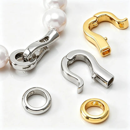 2pcs 4pcs 18K Gold Plated Brass Hook Clasp End Connector For DIY Handmade Beaded Bracelet Spring Clasp Jewelry Making Findings