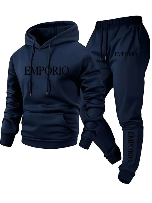 2026 Autumn Winter Men Sportswear Casual Running Fitness Set Hooded Sweatshirt Sports Pants Unisex Tracksuit Streetwear Zipper S