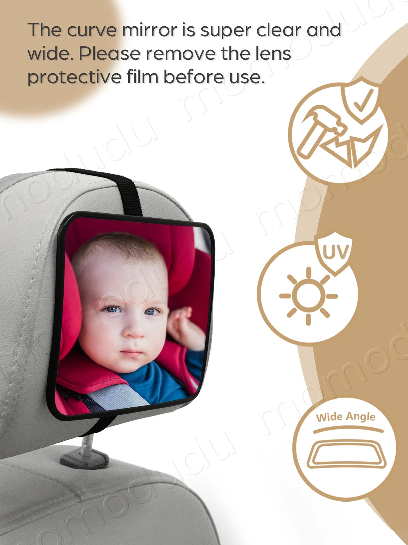 1 Pc Crash Tested And Certified Shatterproof Baby Car Mirror For Rear Facing Infant With Wide Larger Crystal Clear View
