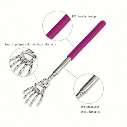 1PC Stainless Steel Retractable Telescopic Back Scratcher Adjustable Anti-Slip Ergonomic Handle Dual Purpose Itch Scraper & Gua Sha Tool Portable Lymphatic Muscle Massager Ideal Thanksgiving Birthday Christmas Gift