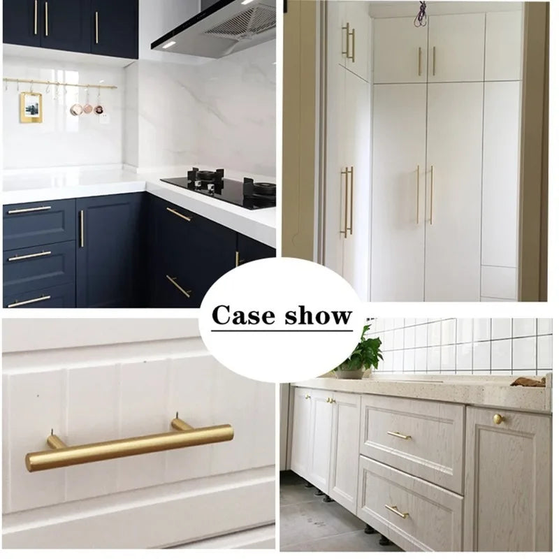 Modern Gold Brushed Straight Cupboard Handles Knobs Stainless Steel Brushed Black Gold Kitchen Door Handles Cabinet Pull