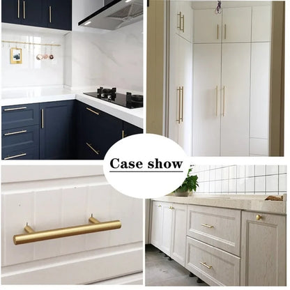 Modern Gold Brushed Straight Cupboard Handles Knobs Stainless Steel Brushed Black Gold Kitchen Door Handles Cabinet Pull