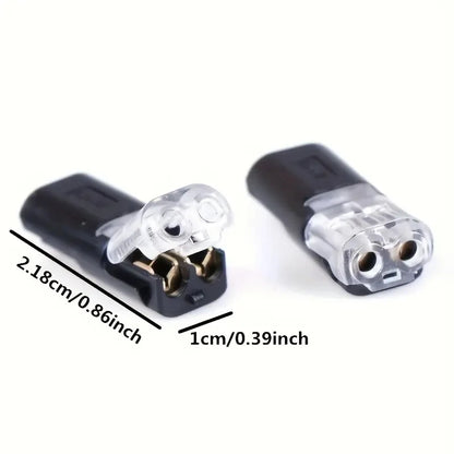 20/50/100 Pack of H2 2-Pin Pluggable Wire Connectors, Nylon Insulated Copper Quick-Connect Terminal Blocks, Suitable for Low-Voltage Cables, No Power Mode Required, No Electronic Components