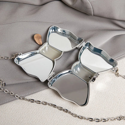 Luxury Fashion Metal Mini Handbag with Bow Clasp Playful Acrylic Bow Design with Shimmering European-Style Chain Crossbody Bag