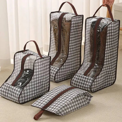 Tall Boot Storage Bags with Clear PVC Window Breathable Dustproof Organizer Prevent Slouching for Knee High Shoes Closet Women
