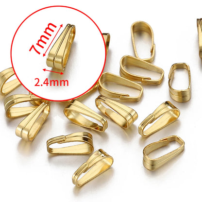 50pcs Stainless Steel Buckle Clasp Connectors for Pendants Charm Clip Pinch Bail Clasp Necklace DIY Jewelry Making Accessories