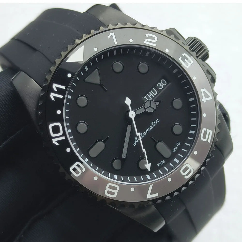 40MM NH36 Watch Black Men's Stainless Steel Mechanical Watch S Logo Sapphire Glass Modified Watch NH36 Movement