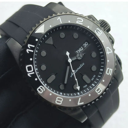 40MM NH36 Watch Black Men's Stainless Steel Mechanical Watch S Logo Sapphire Glass Modified Watch NH36 Movement