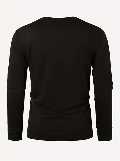 100% pure cotton men's long sleeved round neck loose classic letter printed autumn and winter casual versatile T-shirt top
