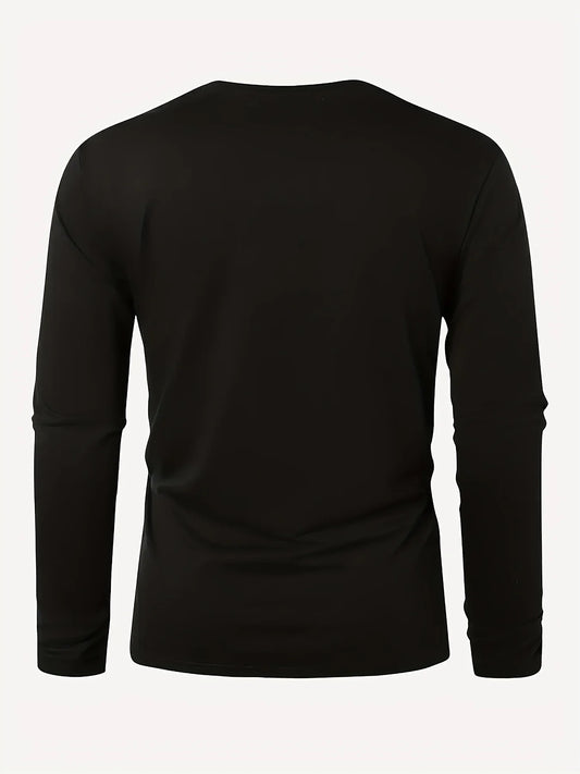 100% pure cotton men's long sleeved round neck loose classic letter printed autumn and winter casual versatile T-shirt top