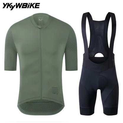 YKYWBIKE Men's Cycling Jersey Set Cycling Bib Shorts Classic MTB Kit Breathable Bike Clothes Bicycle Maillot Cycling Clothing