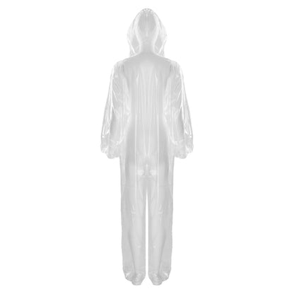 Adults Transparent Full-body Hooded Raincoat Portable Convenient One-piece Waterproof Raincoat Jumpsuit for Outdoor Workwear