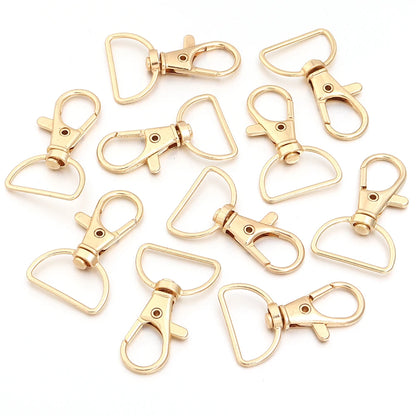 10pcs/lot Metal Swivel Clasps With D Rings Lanyard Snap Hooks Key Chain Clip Hook Lobster Claw Clasp For Keychain Jewelry Making