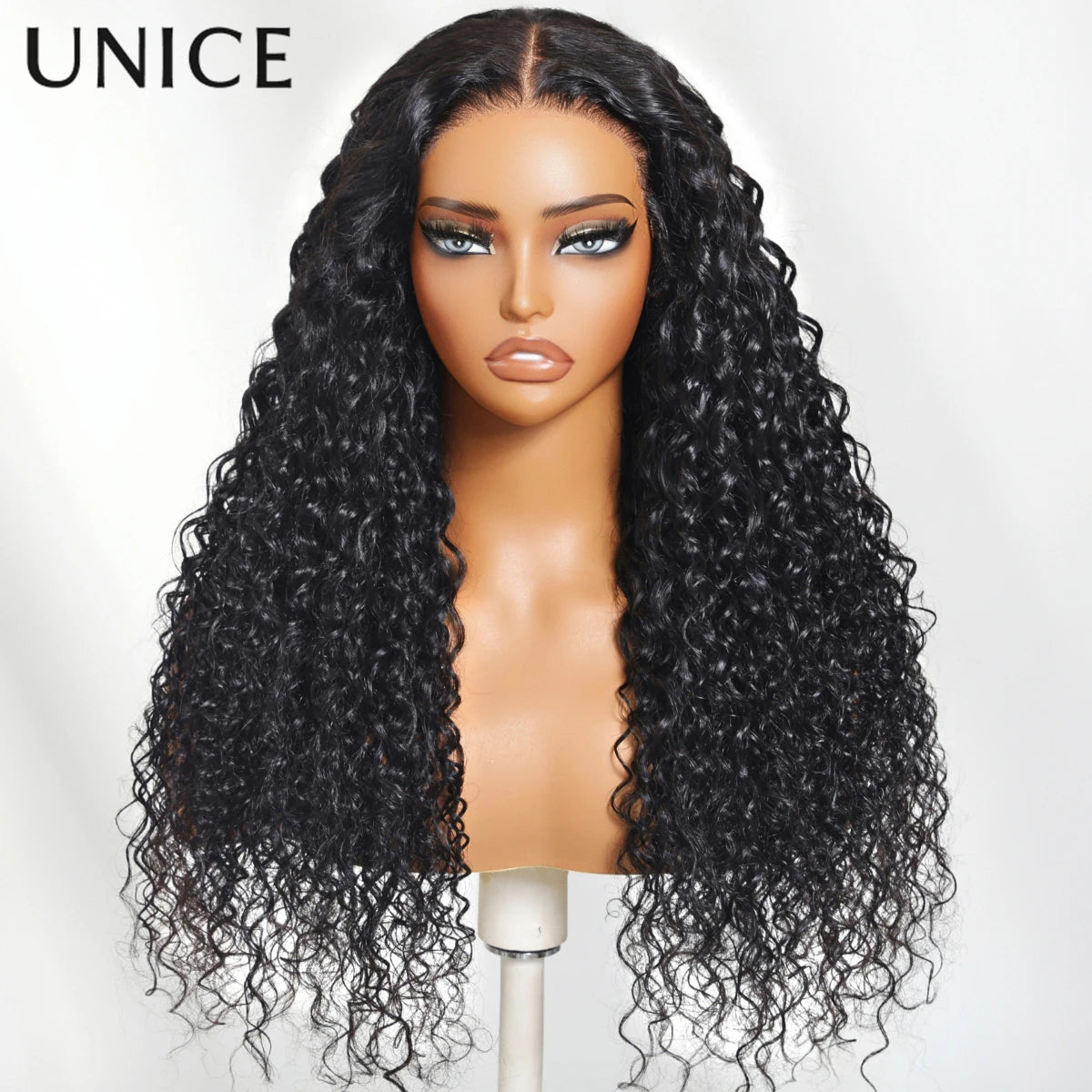 UNice Bye Bye Knots 7x5 Lace Water Wave Curly Wig With Drawstring Pre Cut Pre Bleached Glueless Wig Human Hair Ready To Wear