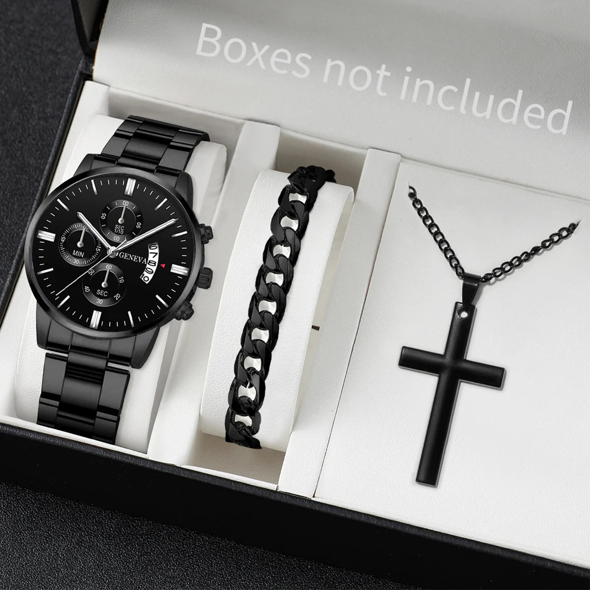 Surprise Mystery Watch Blind Box-3PCS/Set Fashion Men's Calendar Quartz Watches Jewelry Set Reloj Hombre（Without Box）