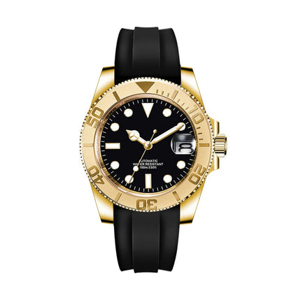 Custom logo 40mLuxury NH35/ Miyota Automatic Mechanical Wristwatch MenYacht Watch Clock Ceramic Bezel Two Tone Gold Rubber Band