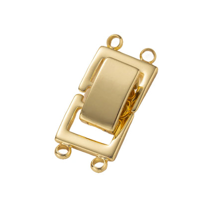 2pcs 14K Gold Plated Layered Clasp 2 Strands Necklace Layering Clasp Necklace Connectors Bar Links Slide Lock for Jewelry Making