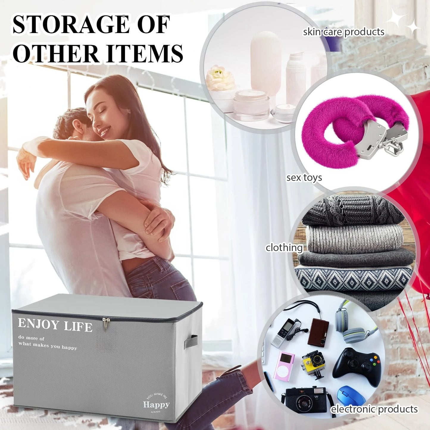 Heavy Duty Non Woven Closet Organizer Foldable Open Top Storage Bins With Faux Leather Handles For Winter Blankets And Toys Gray