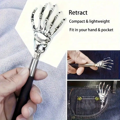 1PC Stainless Steel Retractable Telescopic Back Scratcher Adjustable Anti-Slip Ergonomic Handle Dual Purpose Itch Scraper & Gua Sha Tool Portable Lymphatic Muscle Massager Ideal Thanksgiving Birthday Christmas Gift
