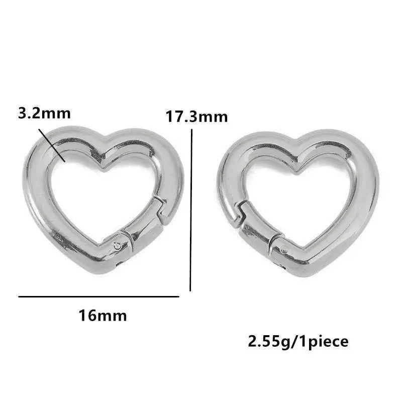2pcs Stainless Steel Clasp Strong Oval Heart Round Polished Lobster Clasp Hook Connector DIY Necklace Jewelry Making Accessories