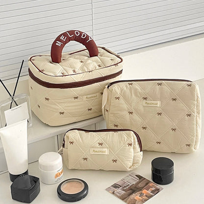 Fashion Pink Flower Women's Clutch Bag Sets Toiletry Makeup Tool Storage Pouch Quilting Cosmetics Organizers Handbag for Travel
