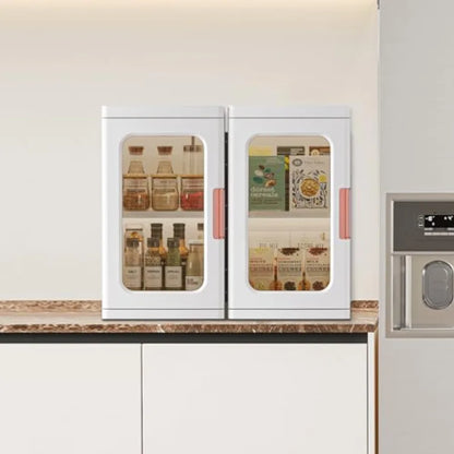 Mini Storage Cabinet with Doors and Shelves Countertop Cabinet Bathroom Storage Kitchen Cabinet with Adjustable Shelf Cabinet O