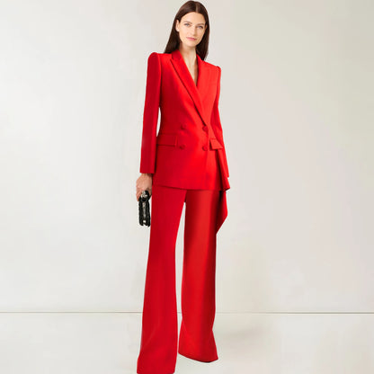 Allingentle Red PantSuit Women's 2 Piece Suit Set Elegant Pant Suit Set Business Party Blazer Office Work Outfits Customize