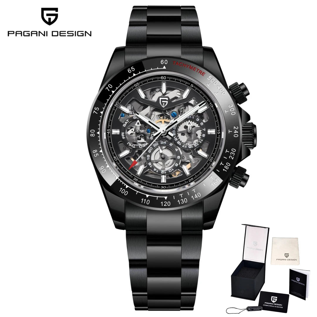 PAGANI DESIGN Mechanical Automatic Watch Luminous StainlessSteel Multi functional Date Display Sport Men's Diving Watch+Gift Box