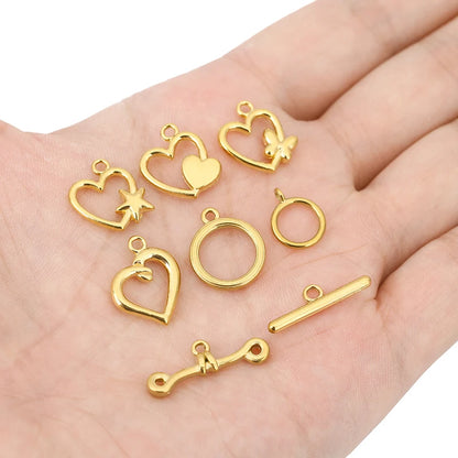 5sets PVD Never Fade Stainless Steel OT Clasps Toggle Bracelet Hooks End Necklace Connectors ForDiy Jewelry Making Accessories