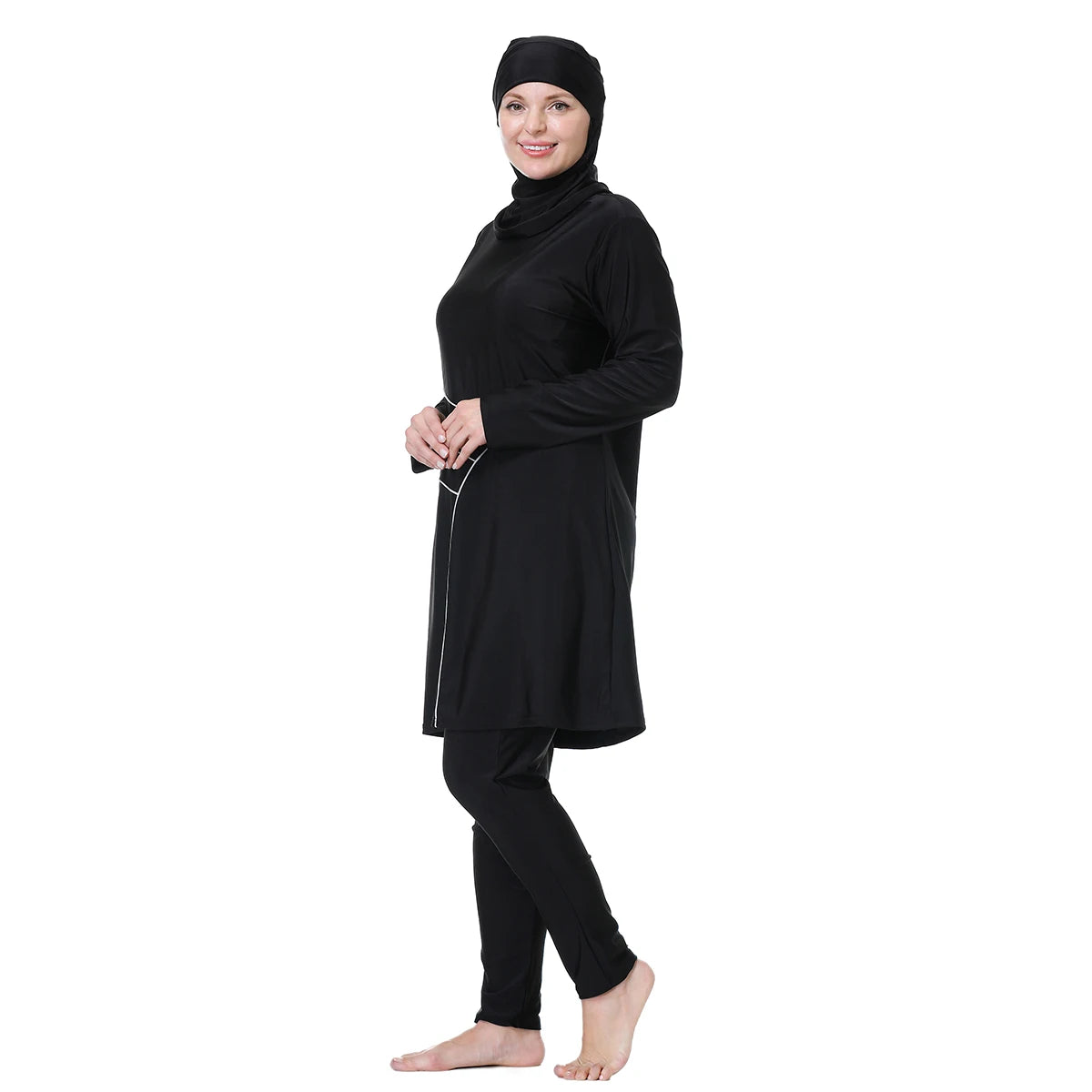 H1029 Muslim Women Fullcoverage  Long Sleeves Cover Up Burkinis Three Pieces Plus Size Swimwear Suits