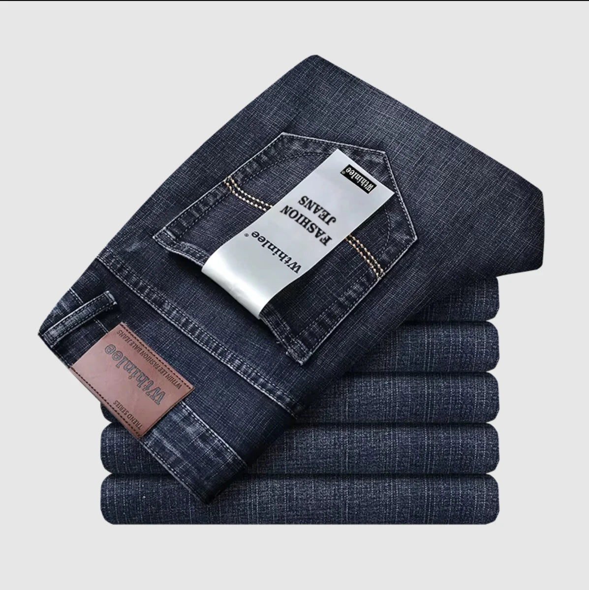 2026 New Business Men's Jeans Casual Straight Stretch Fashion Classic Blue Black Work Denim Pant Trousers Male  Clothing