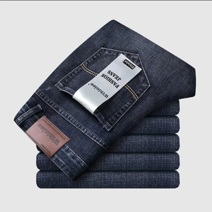 2026 New Business Men's Jeans Casual Straight Stretch Fashion Classic Blue Black Work Denim Pant Trousers Male  Clothing