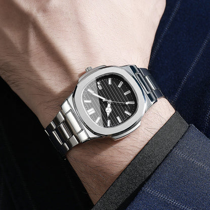1PC Surprise Watch Mystery Box-Fashion Square Men Business Watches Stainless Steel Calendar Quartz Watch （Without Box）