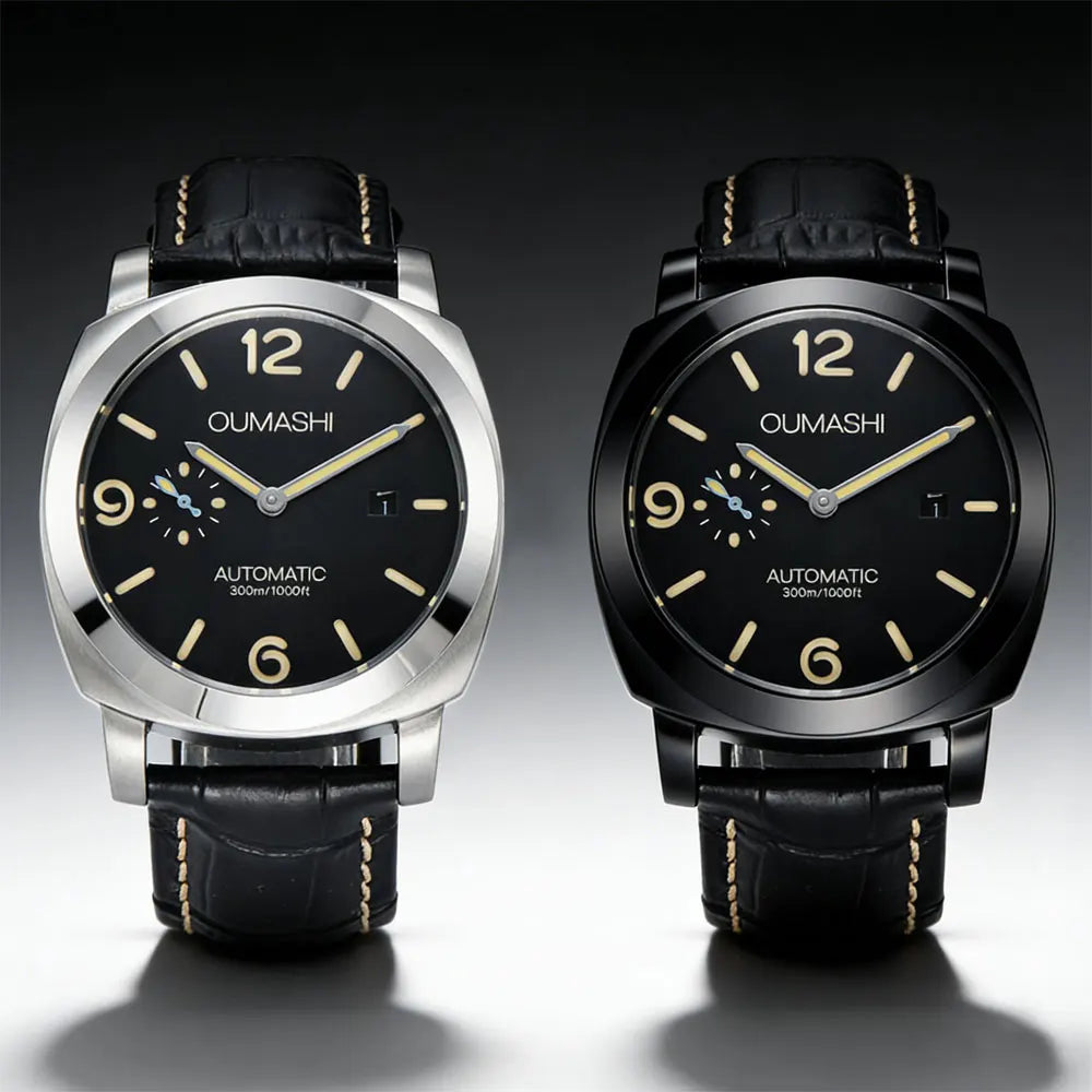 44mm Men's Watch Seagull ST2555 Movement Stainless Steel Case Automatic Mechanical Watch Strength Mineral Glass Leather Bracelet
