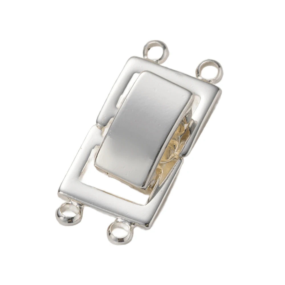 2pcs 14K Gold Plated Layered Clasp 2 Strands Necklace Layering Clasp Necklace Connectors Bar Links Slide Lock for Jewelry Making
