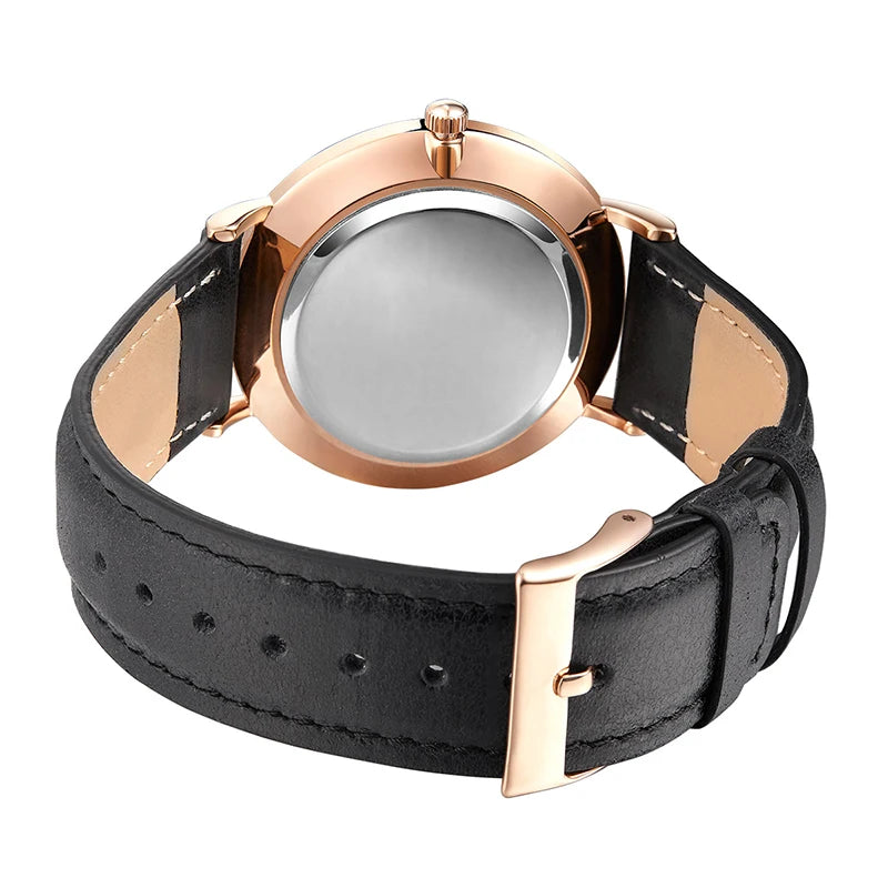 CL026  Black Rose Gold Build Brand Your Own Watch Custom Design OEM Logo Printed Watch Men Wrist Calendar Minimalist Watch