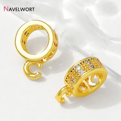 14K Gold Plated Inlaid Zircon Round Pendant Pinch Bail, Pendant Bail Connector For Necklace Making Accessories,Jewelry Materials