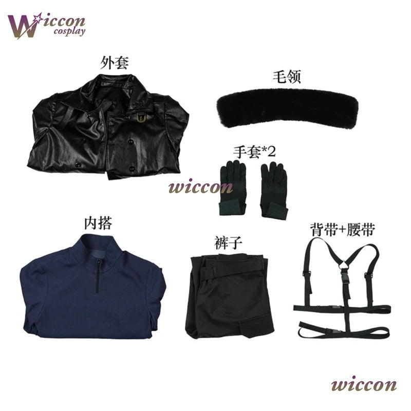 Kosplay Requiem Resident Cos Evil Leon·S·kennedy Cosplay Leon Cosplay Costume Pu Coat Full Set Party Uniform Hallowen Play Role
