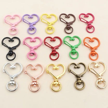 10pcs 35x24mm Heart Snap Hook Trigger Lobaster Clasp Clips Buckles For Keychain DIY Jewelry Making Accessories Findings