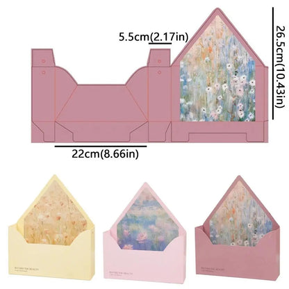 5 Pieces Romantic Flower Gift Box Portable Paper Envelope Floral Box Folding DIY Gift Gift Wrapping Box Mother's Day