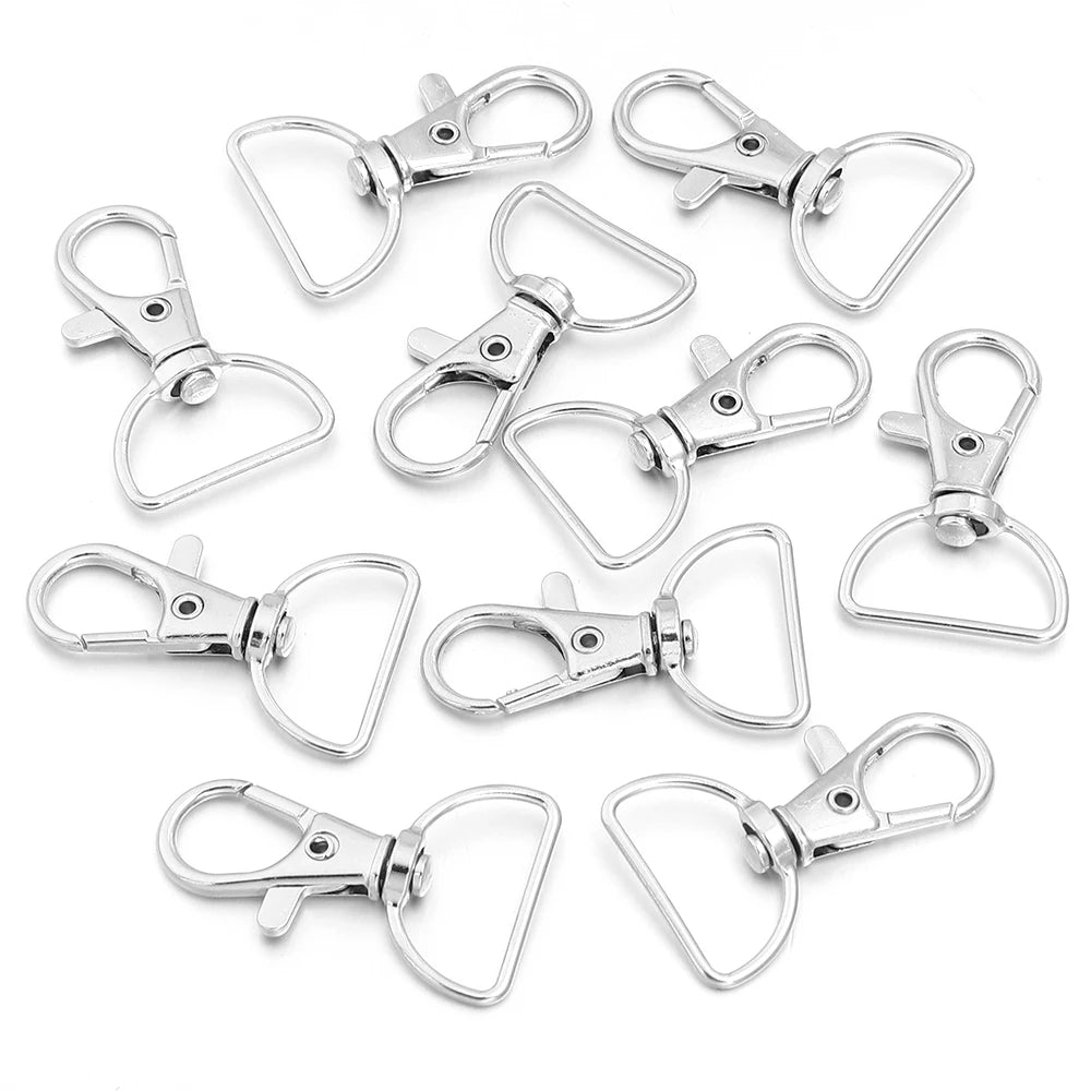 10pcs/lot Metal Swivel Clasps With D Rings Lanyard Snap Hooks Key Chain Clip Hook Lobster Claw Clasp For Keychain Jewelry Making
