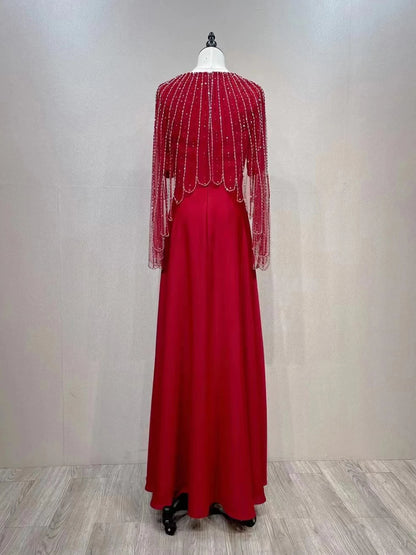 Light luxury high-end temperament dinner party nail bead wedding mother dress evening gown
